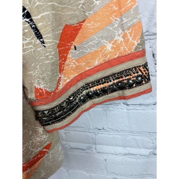 CHICO'S cotton beaded lined 3/4 sleeve jacket blazer size 3 16/18 XL - Picture 5 of 9